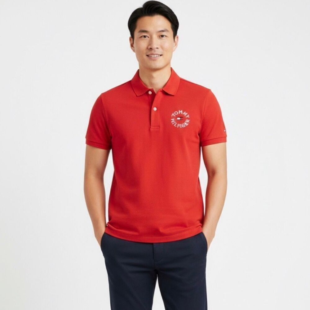 NWT Tommy Hilfiger short sleeves, regular fit polo in red Size M